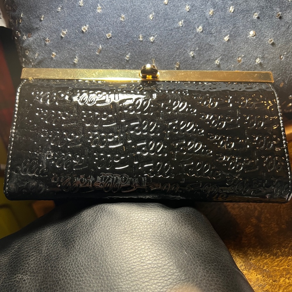 Folli Follie Long Wallet Black Textured